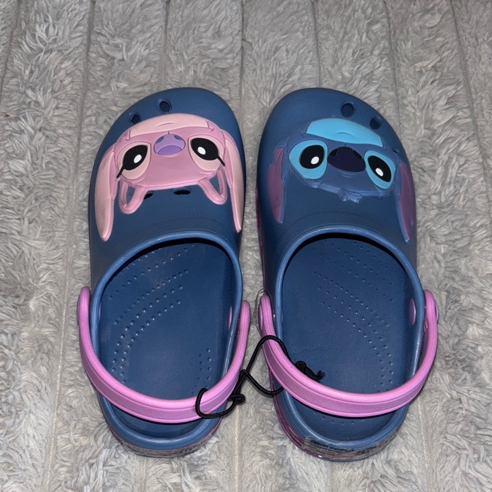 NWT Stitch  Blue Slip-On Clogs with Pink Size 11/12